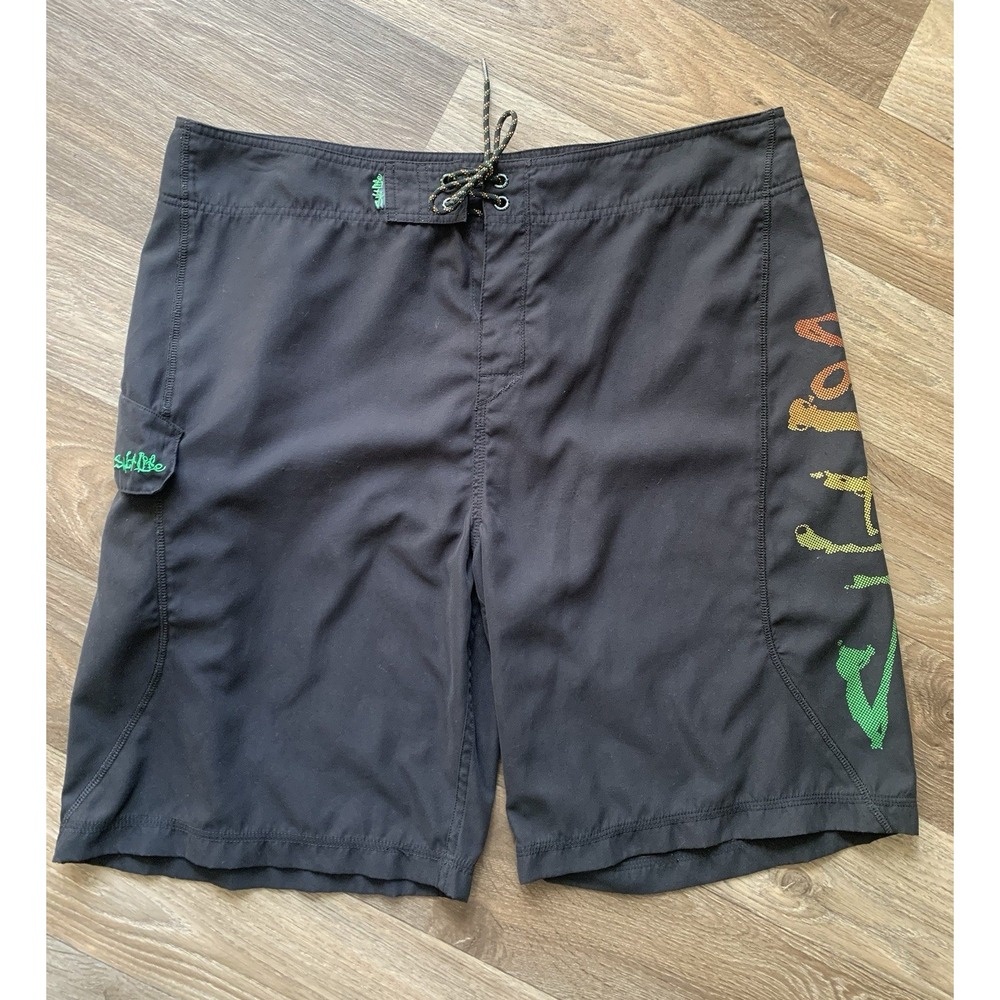 Salt Life Board Shorts Mens Large Black SLX-QD Swim Trunks Quick Dry Lace Up‎